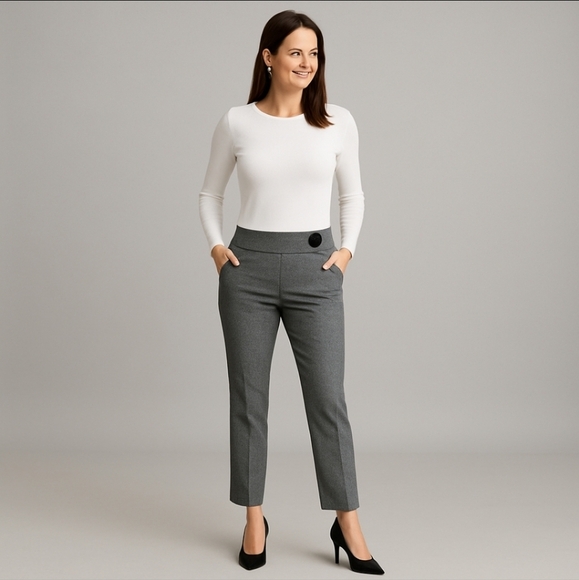 Joseph Ribkoff Gray Black Herringbone Dress Pants Trousers Size 12 - Picture 2 of 14
